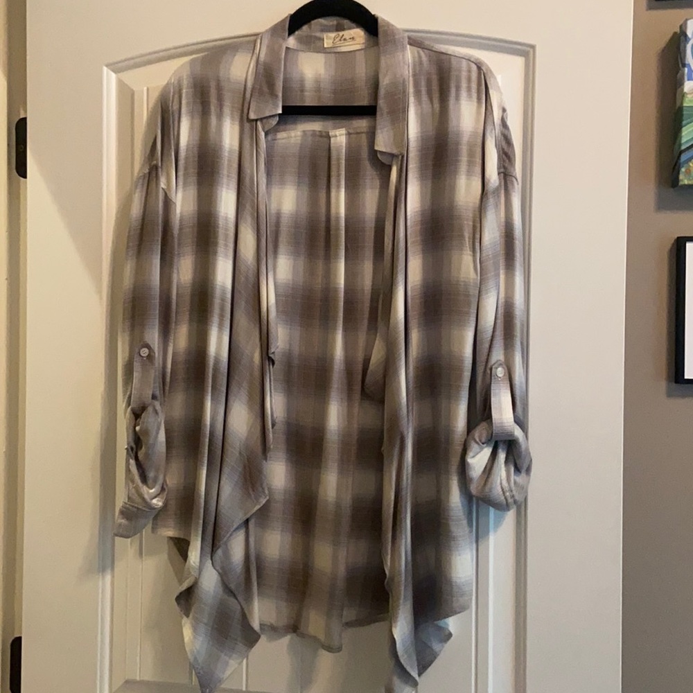 Beige and white cardigan, Elan